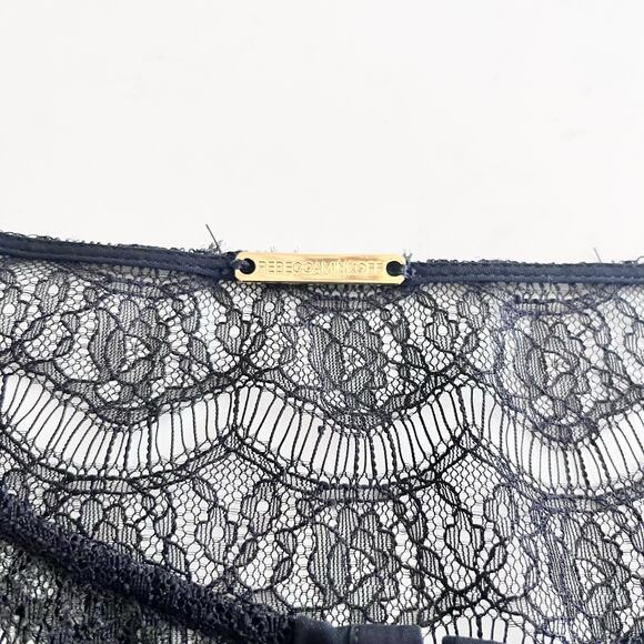 Rebecca Minkoff Black Silk Lace 3/4 Sleeve Henley Blouse Size 4 - Picture 7 of 12